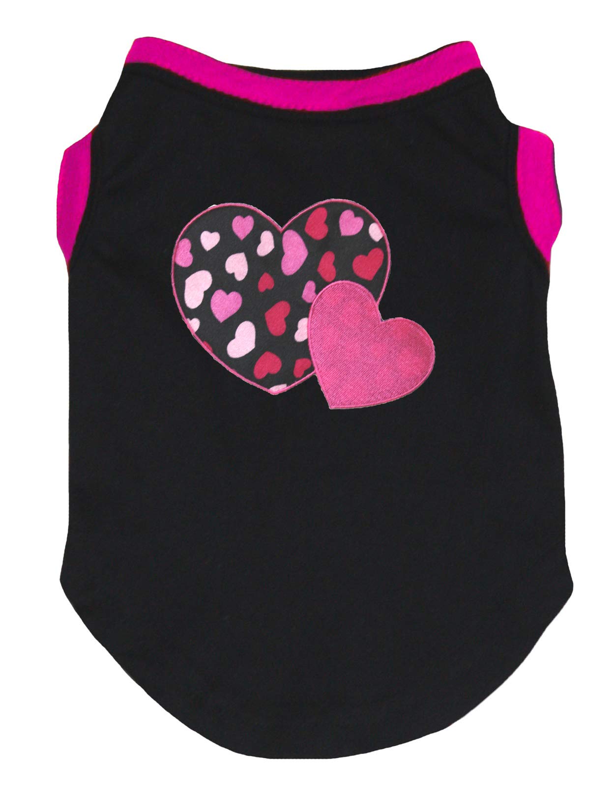 Petitebella Pink Twin Hearts Puppy Dog Shirt (Black, Small)