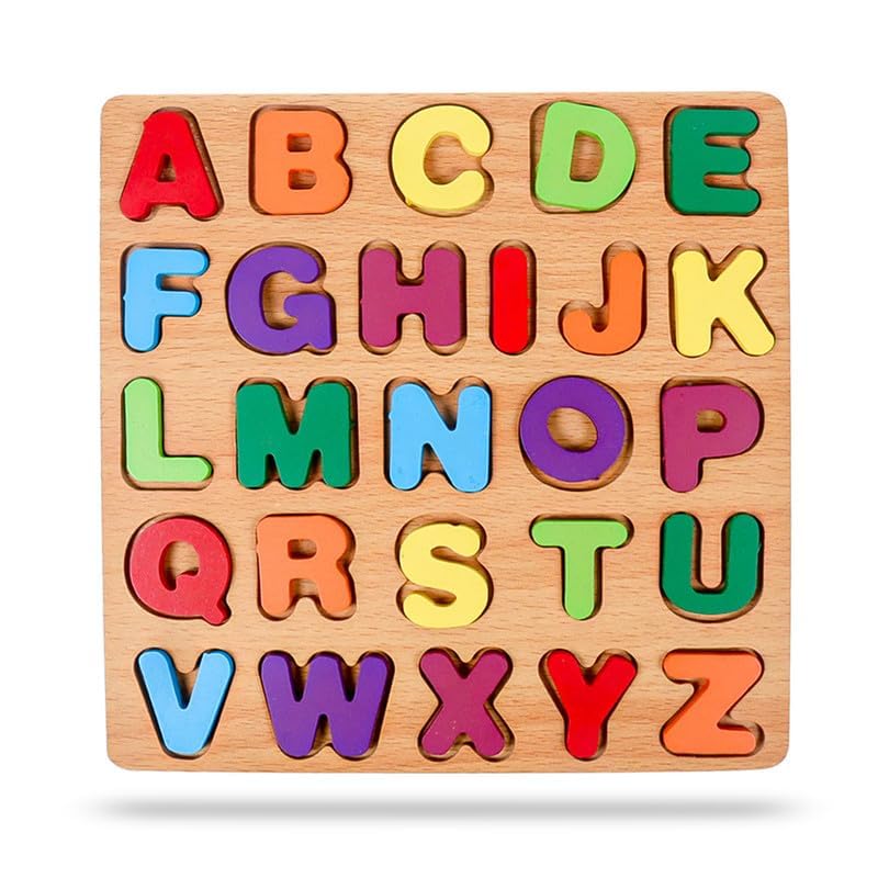 Image of Fun4You Wooden Alphabet Puzzle Board ABCD Learning Toy for Kids | Educational Wooden Puzzle Game for Toddlers & Preschoolers, Colorful A-Z Letter Recognition Toy (Multicolor)