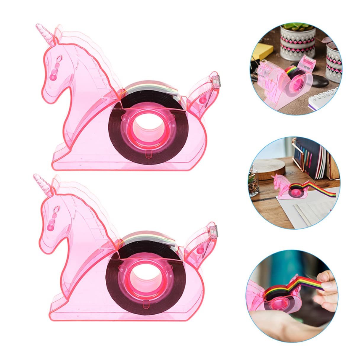 SHINEOFI 6pièces Distributeurs De Ruban Adhésif Mignon Forme De Licorne Coupe-ruban Décoratifs Pour Bureau Et Maison