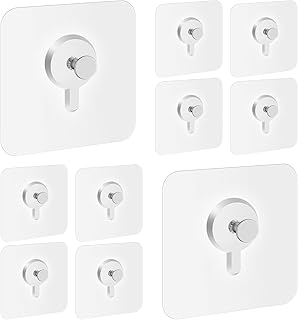 Spiglamm 10 Pack Adhesive Wall Hooks, Plastic Seamless Wall Hangers Without Nails for Hanging, Adhesive Wall Hooks Waterproof and Rustproof, for Mount Wall Shelf, Kitchen,Home and Office (13lb Max).