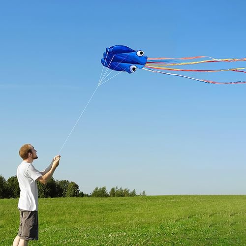 Miniatura 3 de Simxkai Paquete de 2 cometas de pulpo para niños y adultos, 28 x 158 pulgadas, cometa de playa 3D grande y suave fácil de volar para niños y niñas