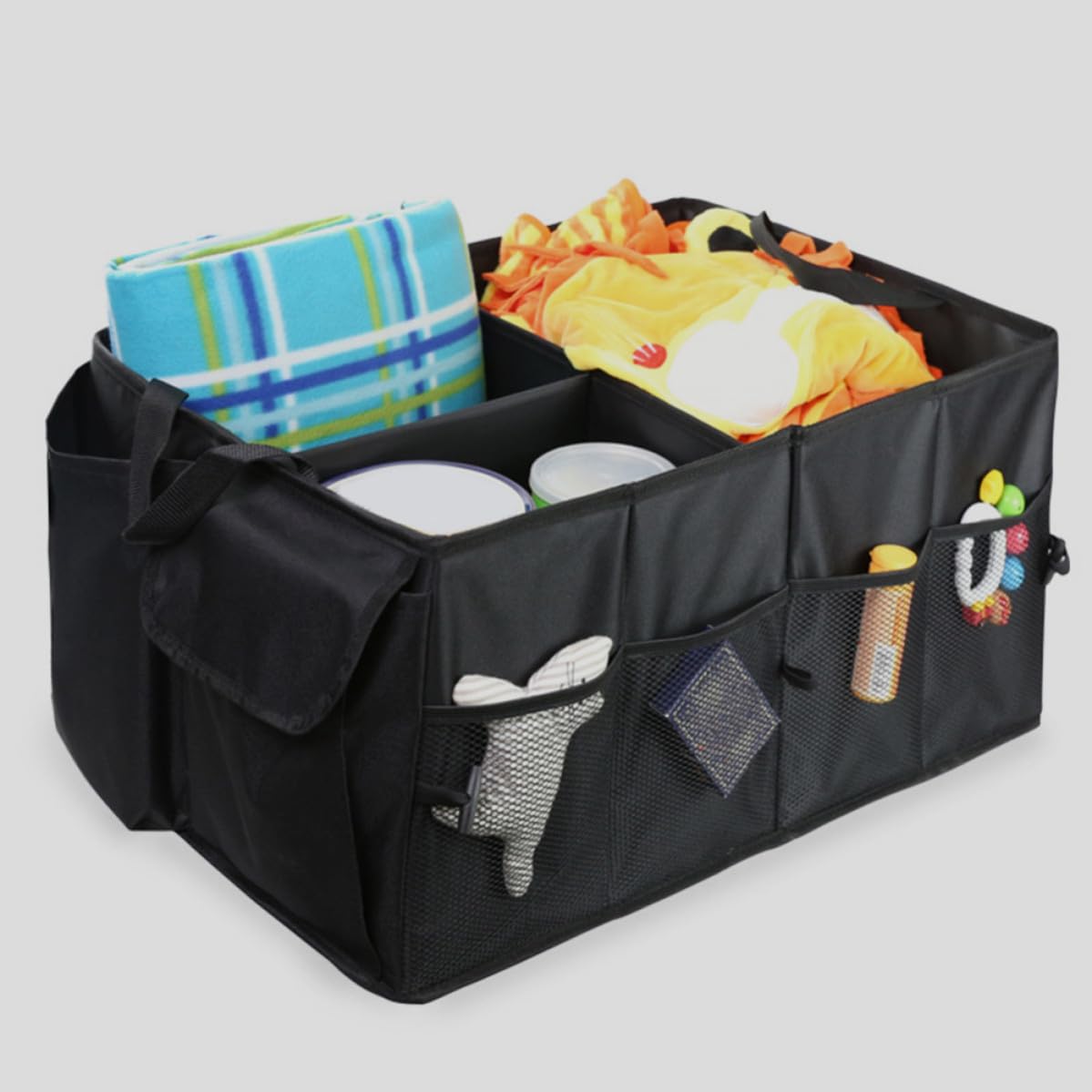 NUOBESTY Auto Kofferraum Organizer aus Oxford Stoff Vielseitiger Auto Organizer mit Mehreren Fächern und Taschen für Suv und Autozubehör
