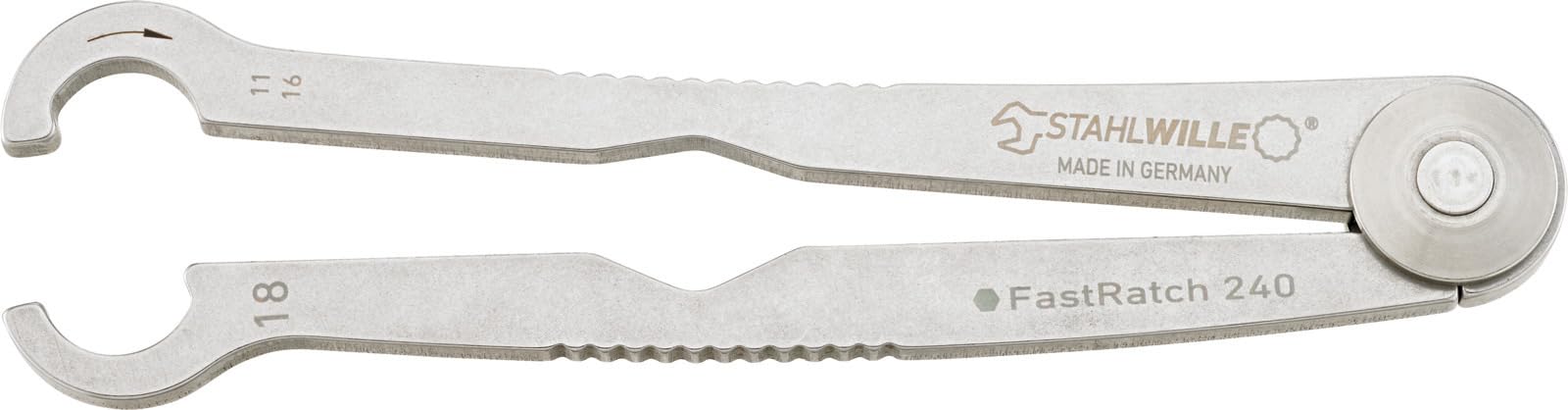 STAHLWILLE 240 18 | FastRatch Ratschenschlüssel 18 mm - 11/16 " | offener Ringschlüssel mit Ratschenfunktion, Maulschlüssel | ideal für Bremsleitungen, Überwurfmuttern | Made in Germany