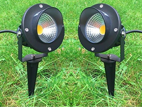 10w COB Warm White LED Outdoor Garden Light Ground Spike and Wall Mounting Bracket IP65 230v 240volt Mains Power [Energy Class A] [Energy Class A] (2)