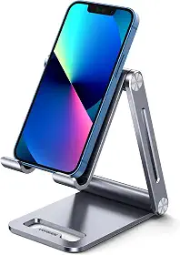 UGREEN Suporte de telefone para suporte de telefone celular de mesa ajustável compatível com iPhone 15/14/13/12 Pro Max/11/XS Max/XR/X/8 Plus/Nintendo Switch, suporte de telefone de mesa de m