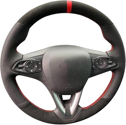 Funda de cuero de gamuza cosida a mano para volante de automóvil, ajuste para Opel Astra K Corsa E Karl Crossland X Grantland Insignia Zafira
