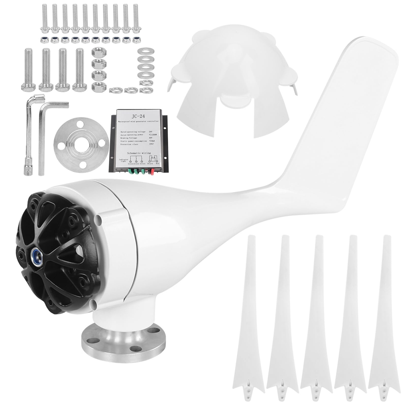 TARSHYRY Kit de Turbina Eólica de 5 Palas para Generación de Energía Residencial, de Energía Fuera de la Red de 800W con Generador de Grado Industrial (24V)