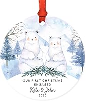 Vista 34 de Andaz Press Adorno de recuerdo de Navidad de metal redondo personalizado para la familia, My First Christmas As Gigi 2024, acuarela de osos polares