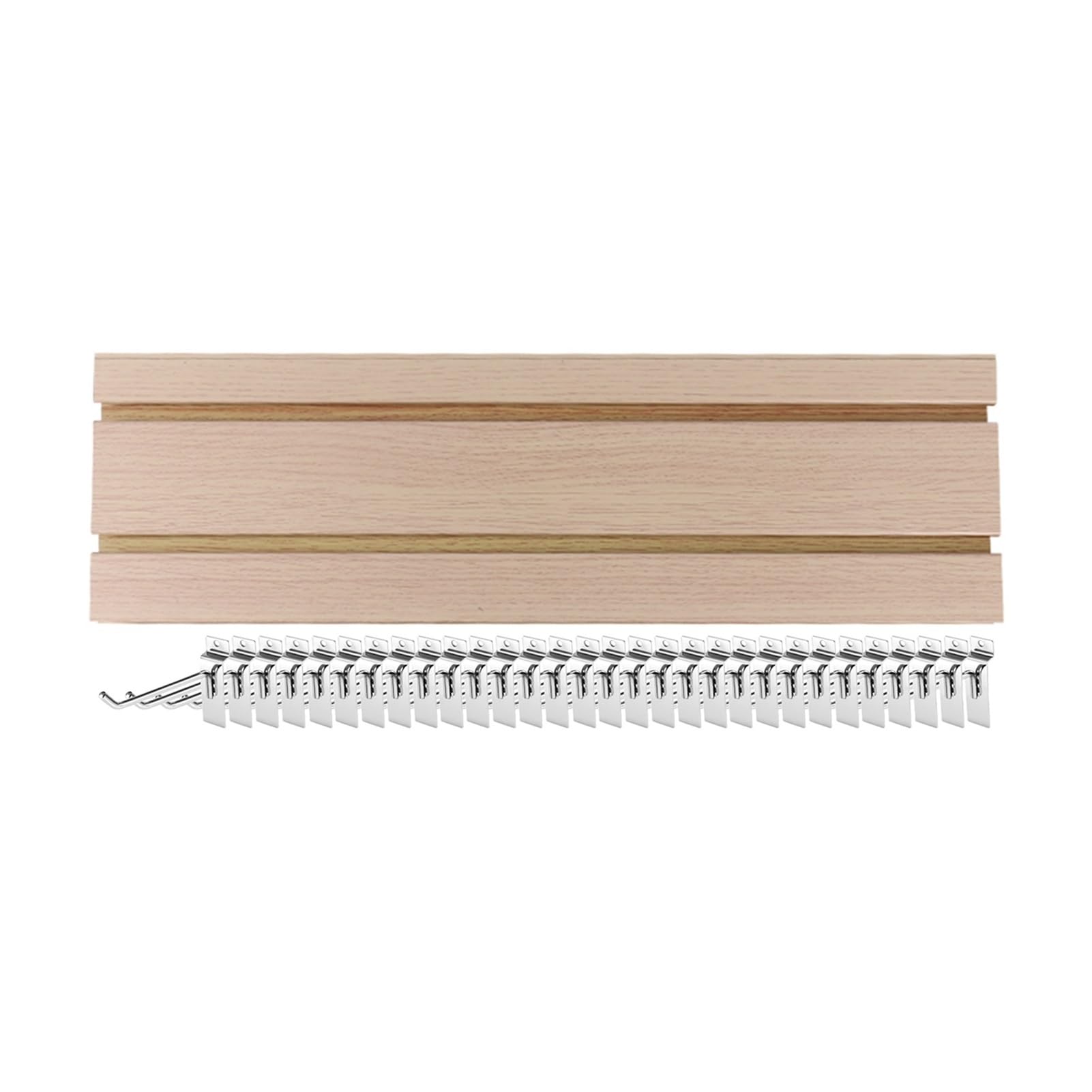 Kit di pannelli dogati con 30 ganci per organizzazione e conservazione della parete del garage, colore legno, 60 x 15,5 cm, ideale per cucina, officina, negozio al dettaglio, strumenti di esposizione