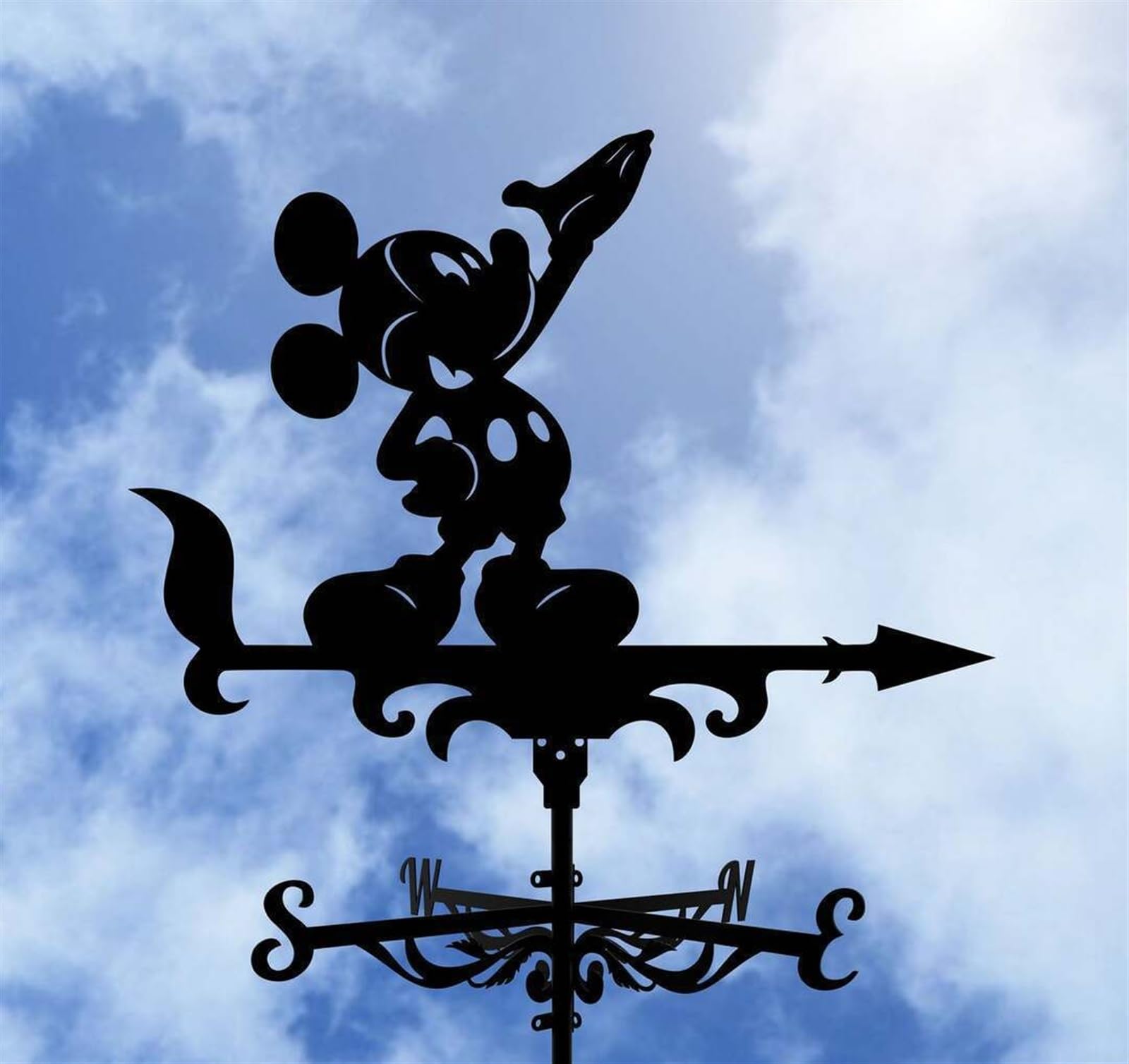 LJPZYOY Wind Vane, Weathervane Metal Weather Vanes for Yard Roof Garden Direction Sign Wrought Iron Outdoor Farmhouse Decoration,Wind with Bracket Outdoor, Garden, Lawn (Color : Mickey mouse)