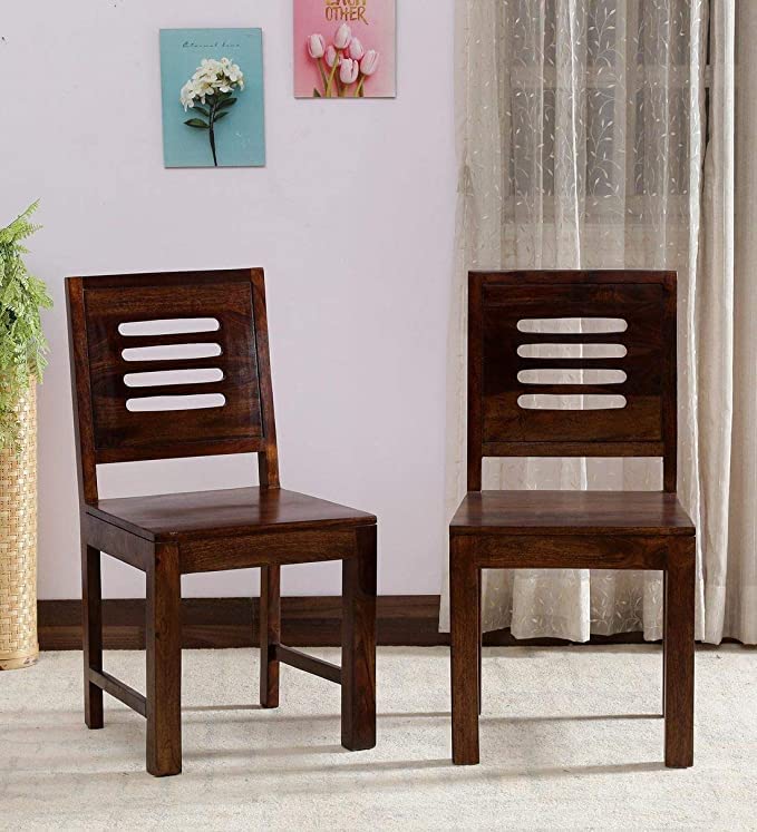 Unique Woodcraft Sheesham Wood Dining Chairs Set of 2 Wooden Chair for ...