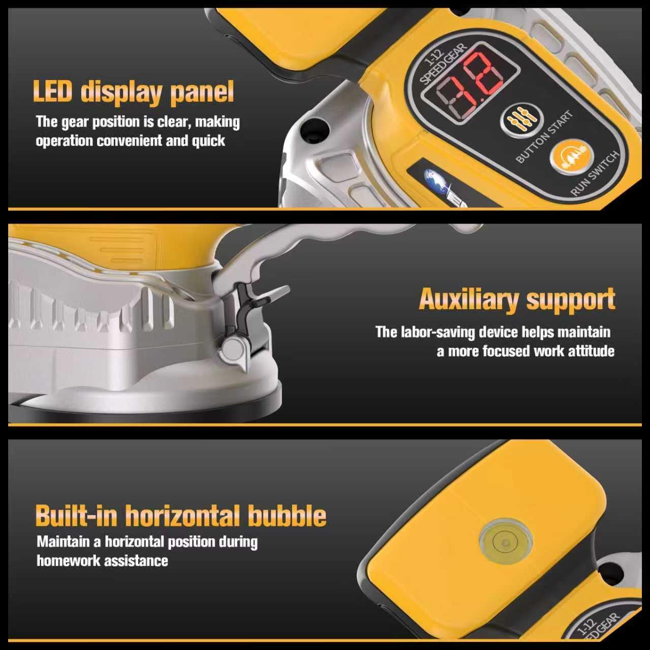 Cordless Tile Vibration Tool Machine for DeWalt 20V Battery - 150W Electric Tiler Tool with 12-Speed Adjustable Vibration, Digital Display & Suction Cup for Precise Floor & Wall Tile Installation