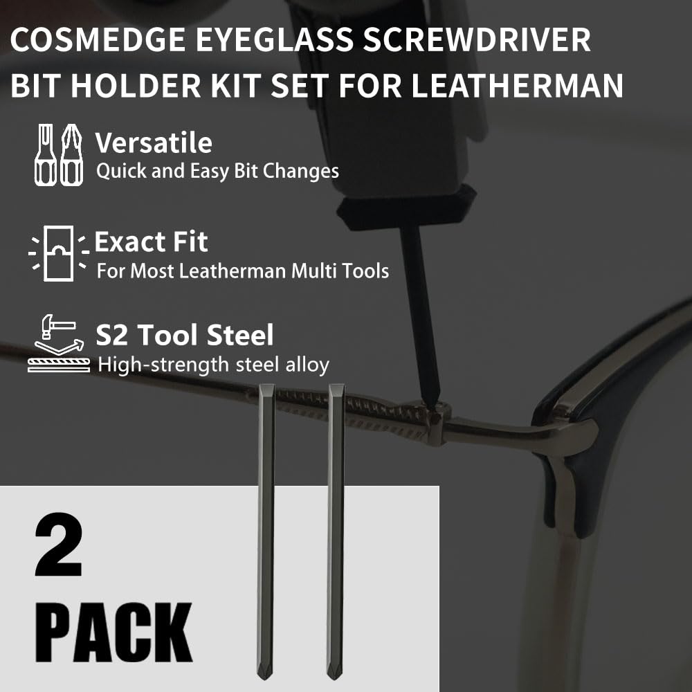 Kit de puntas planas de doble extremo para gafas Leatherman, juego de puntas de destornillador Phillips de repuesto, compatible con accesorios multiherramientas Leatherman, acero S2 (paquete