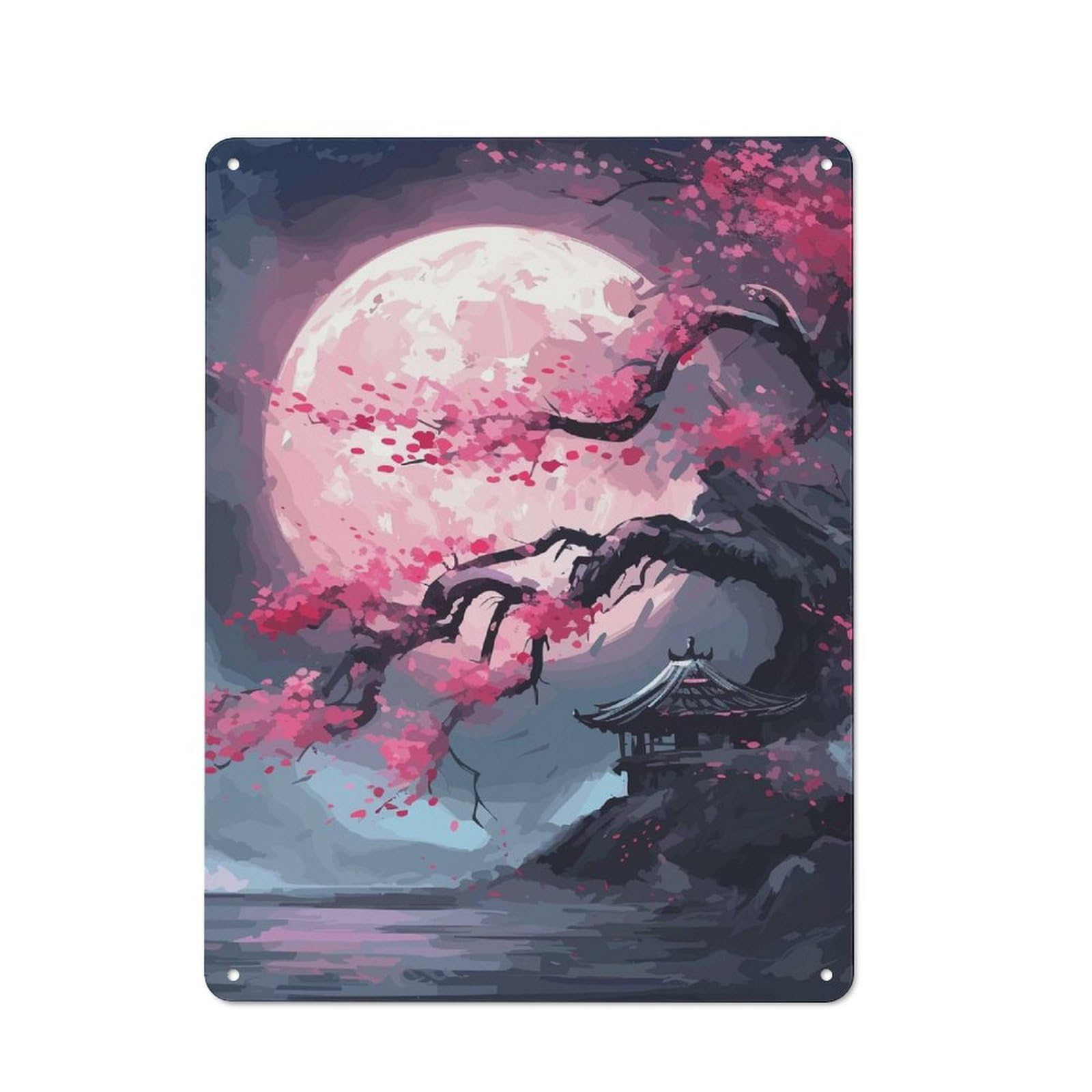 Junmoney Cherry Blossom Tin Sign 40X30cm With For Living Room Wall, Rustic Decor, For Living Room Decor Lovers