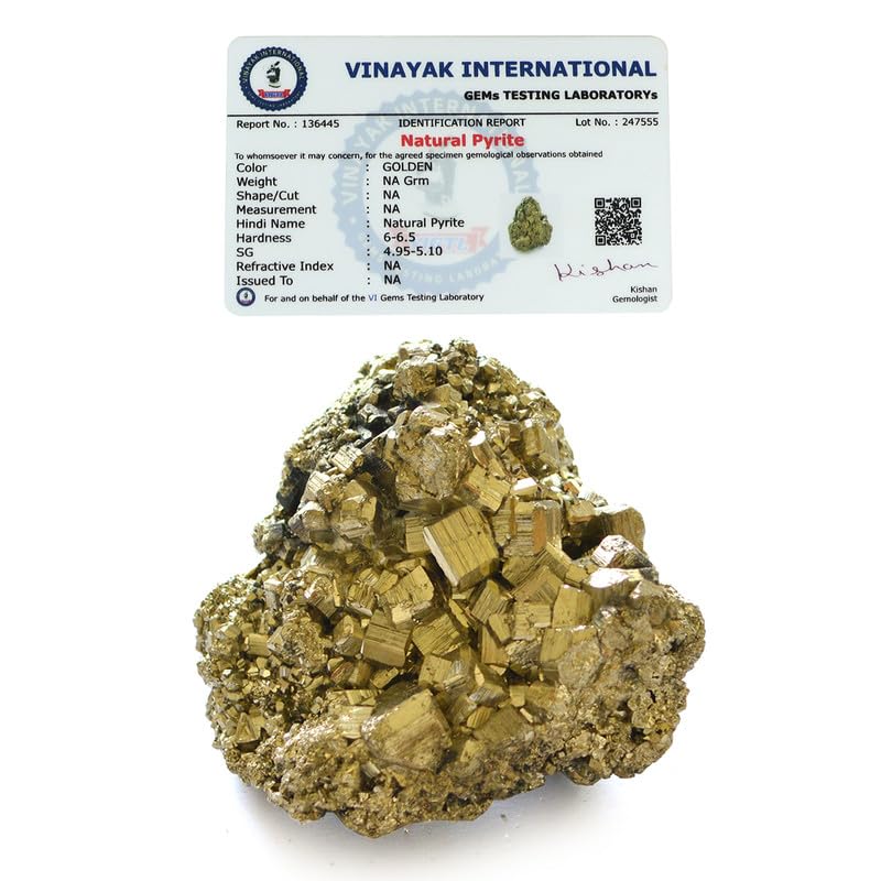 Crystu AAA Natural Certified Pyrite Rough Stone | Pyrite Stone Original | Pyrite Raw Stone | Pyrite Raw Cluster from Peru | Weight 125 gram-picture-29