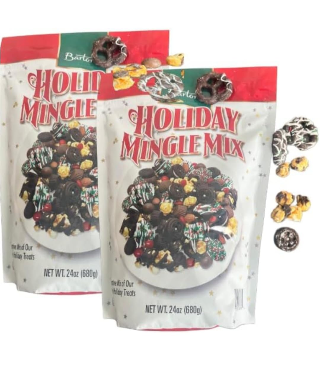 Holiday Mingle Snack Mix, 24 oz Bag (24 Ounce (2 Pack), Peanut Butter Chocolate