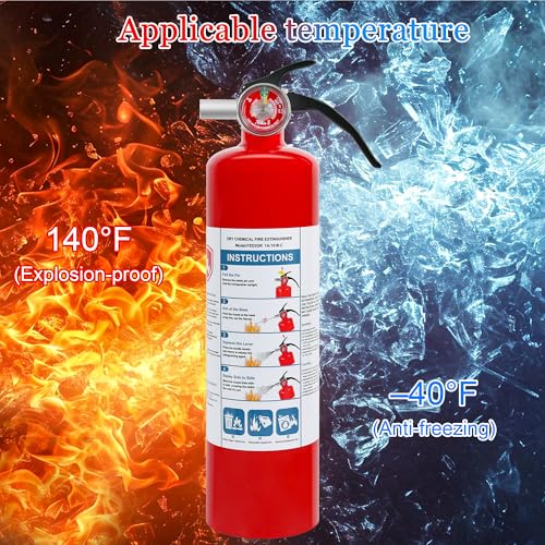 2 Pack ABC Dry Chemical Fire Extinguishers, 2.5 lb 1A:10B:C Rating for Home, Car, Boat, Quick Release Handle, Compact & Portable Dry Powder Extinguisher