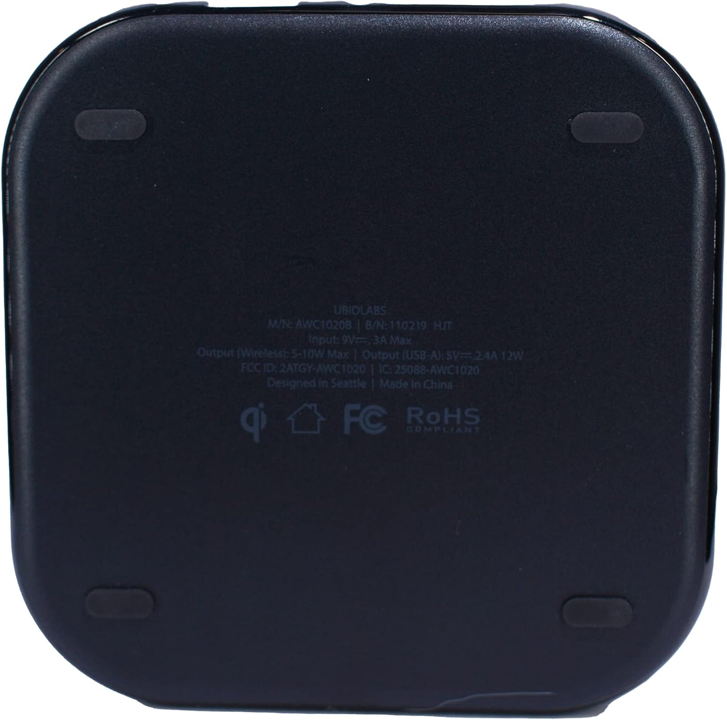 Ubio Labs 10W Qi Wireless pad, 9VDC Wall Adaptor 2 Pack