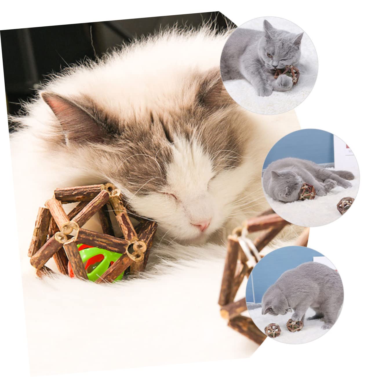Toddmomy 12pièces Jouets à Mâcher pour Chats Herbe à Chat Boules De Catnip Actinidia Polygama pour Nettoyer Les Dents Et Améliorer La Digestion