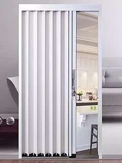 Accordion Folding Door with Lock White Alumin...,