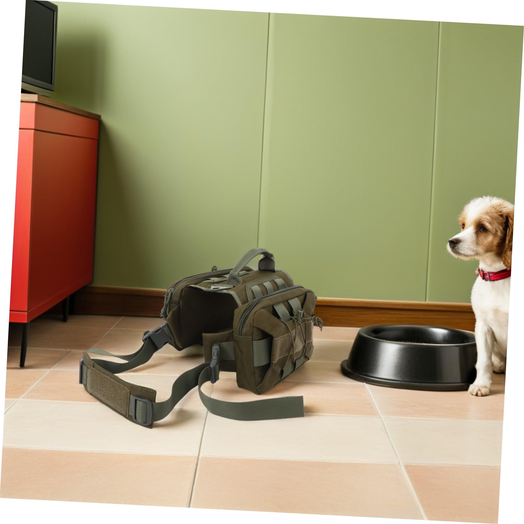 Porte-Charge pour Chien Large avec Poches Latérales Harnais Réglable pour Randonnée Sacoche de Selle Ergonomique pour Chiens de Fermeture Rapide Équipement de Voyage Mains Dégagées