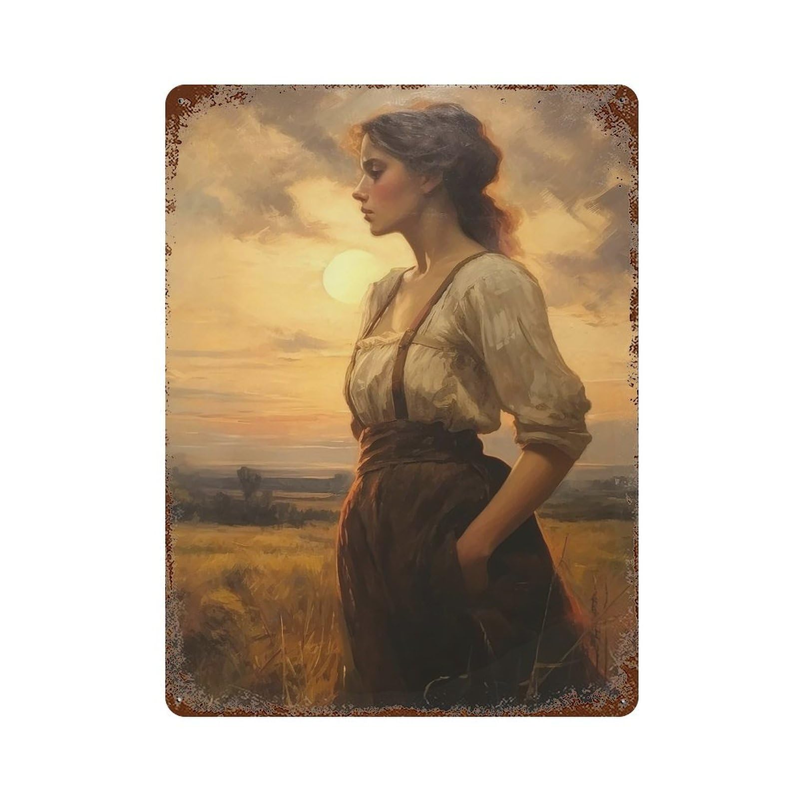 xiaoxiaoshen Antique Woman Portrait Vintage Woman Wall Decor Art Metal Tin Poster Modern Home Decor Art Home Bar Shop Decorations Vintage Sign 40x30cm
