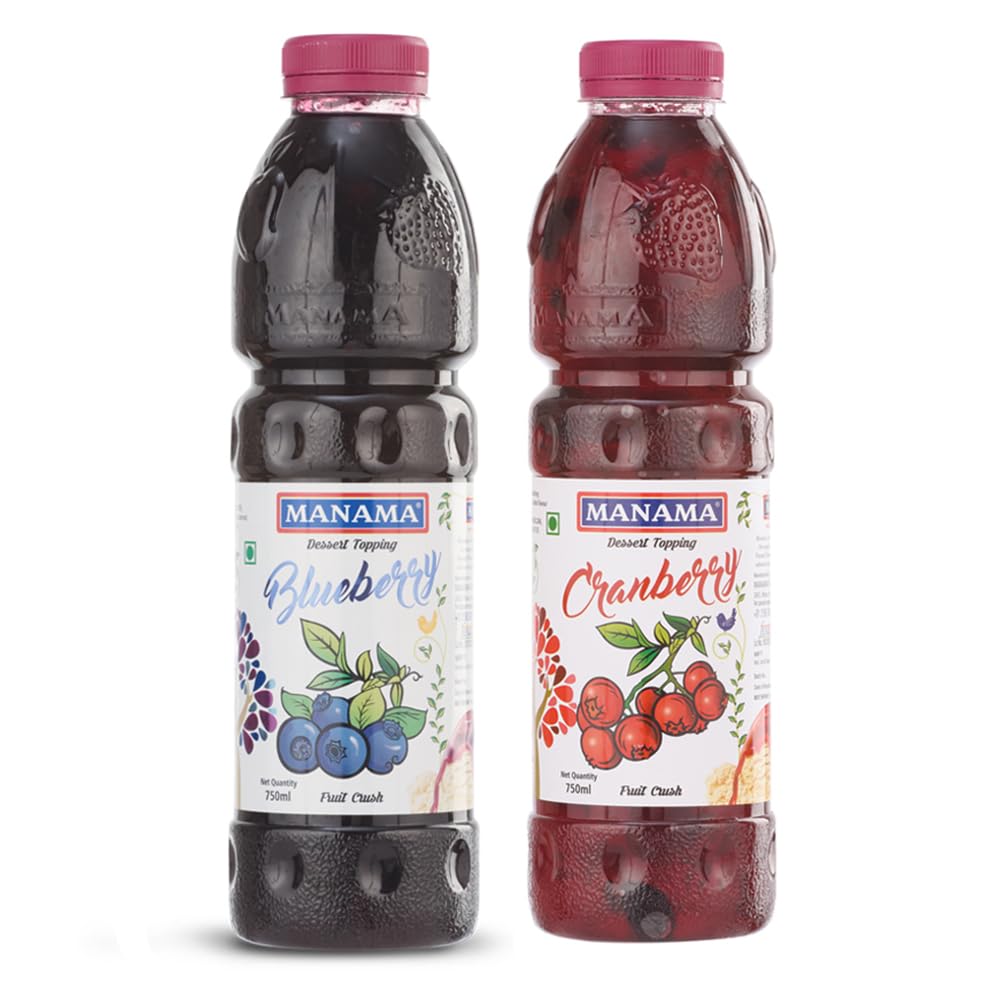 Manama Blueberry Crush and Cranberry Crush | 750ML Each | Topping for Cakes, Pies and Shakes | Pack of 2-image-26