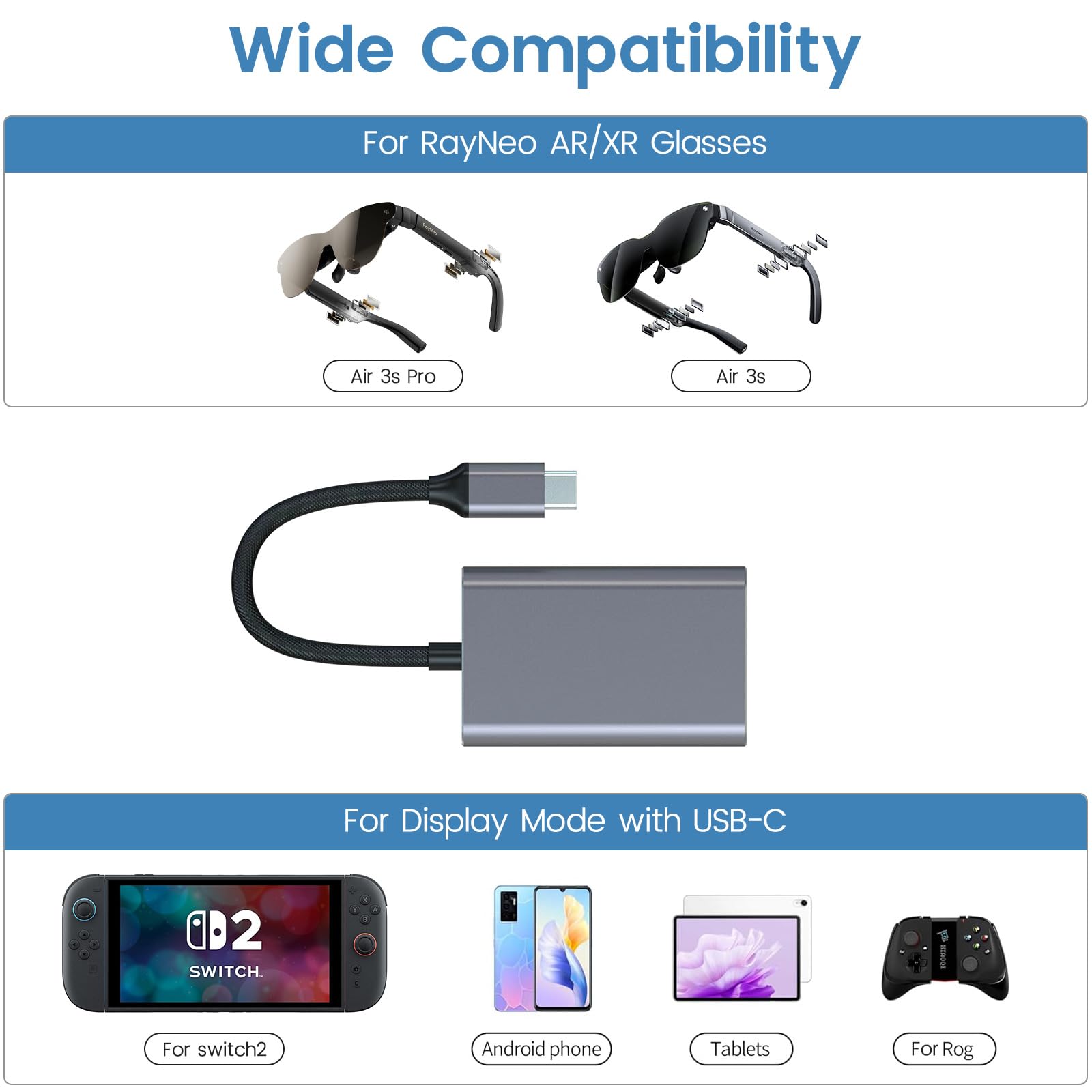 Amazon.com: weishan USB C to C Charging Hub for RayNeo Air 3s AR