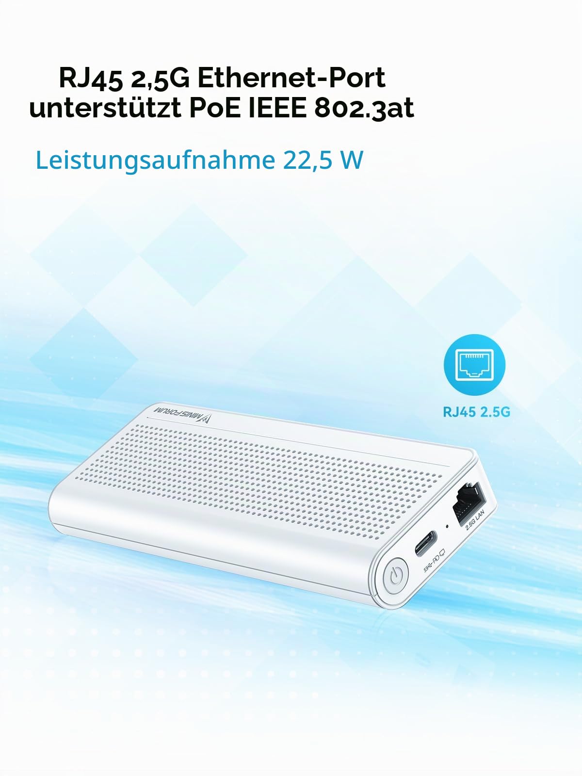 MINIS FORUM S100 Mini PC Stick, Intel Alder Lake-N100, 8 GB LPDDR5 RAM, UFS2.1 256 GB, Dual 4K Display, 2,5 G Ethernet, 2 x USB A, 1 x USB-C, professioneller PC für Digital Beschilderung