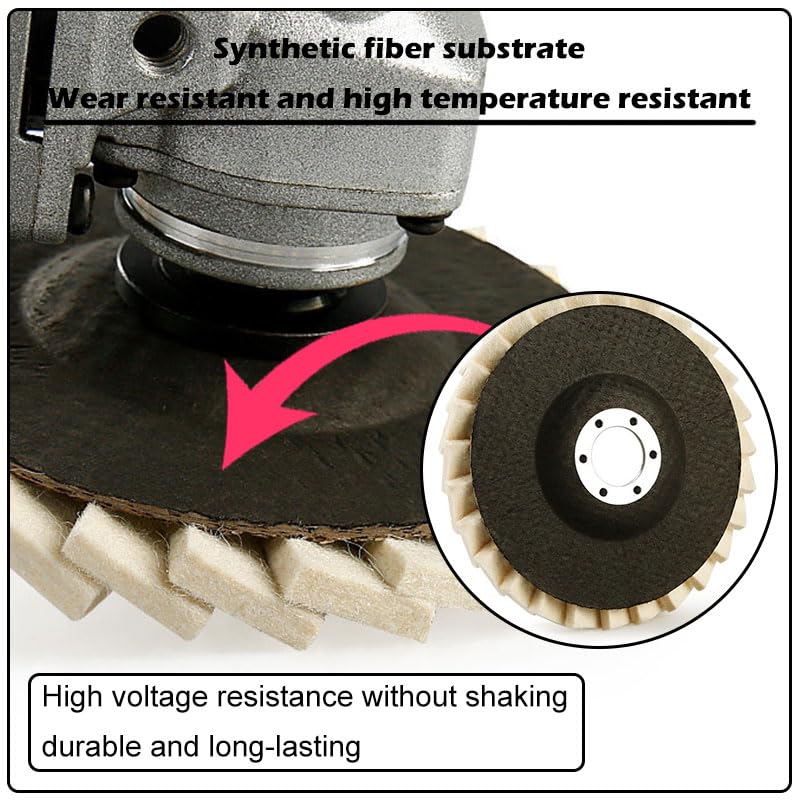 Wool Felt Flap polishing disc Wheel Metal Ceramic car Glass pad Buffing Stable wear-Resistant Durable high Temperature Resistance (10)