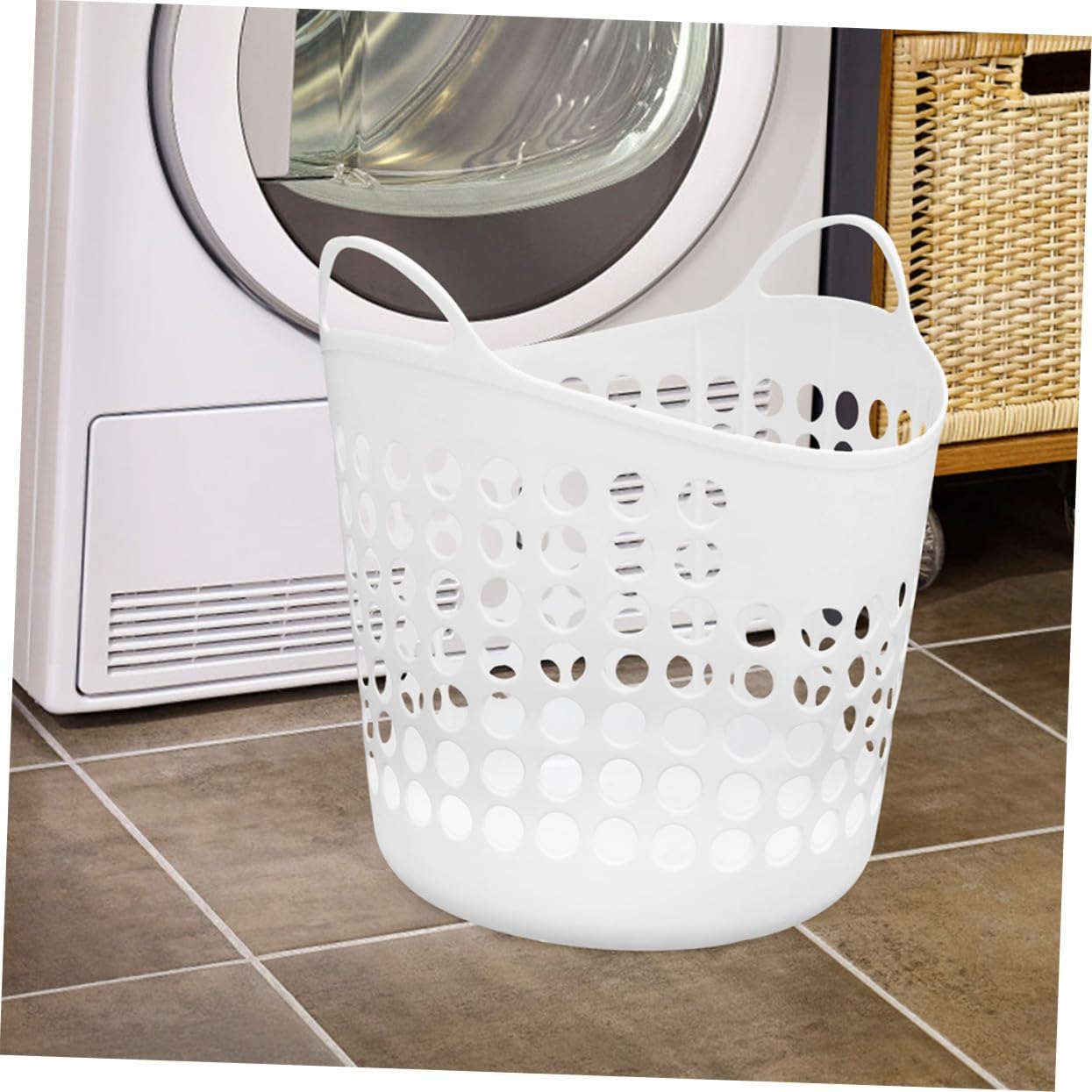 Reusable Plastic Laundry Hamper Basket Large Hollow Design Portable Dirty Clothes Container for Bathroom Bedroom Living Storage and Organization