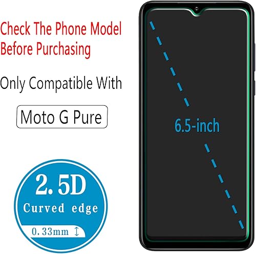 Miniatura 3 de HPTech Protector de pantalla de vidrio templado diseñado para Motorola Moto G Puro, fácil de instalar, antiarañazos, sin burbujas