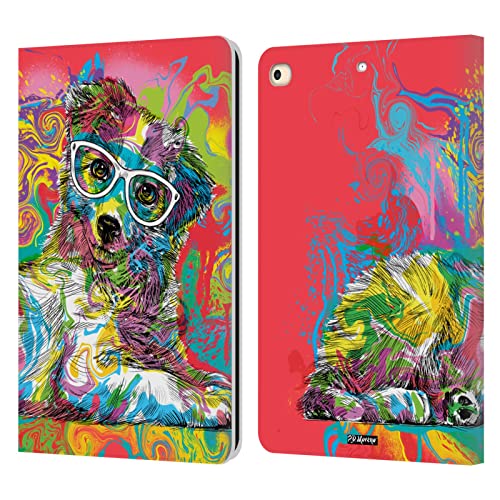 Étui portefeuille en cuir P.D. Moreno pour iPad 9.7 2017/2018 avec motif Drip Art de chats et chiens