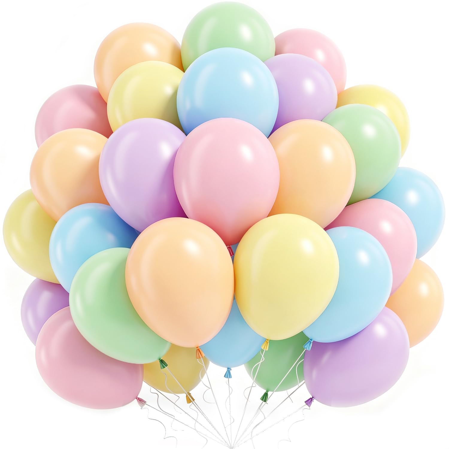 Pastel Party Balloons, 60Pcs Macaron Pink Blue Yellow Green Purple Latex Balloon With Confetti Ballon, 12 Inch Pastel Helium Balloon For Easter Birthday Engagement Princess Party Baby Shower — image 1