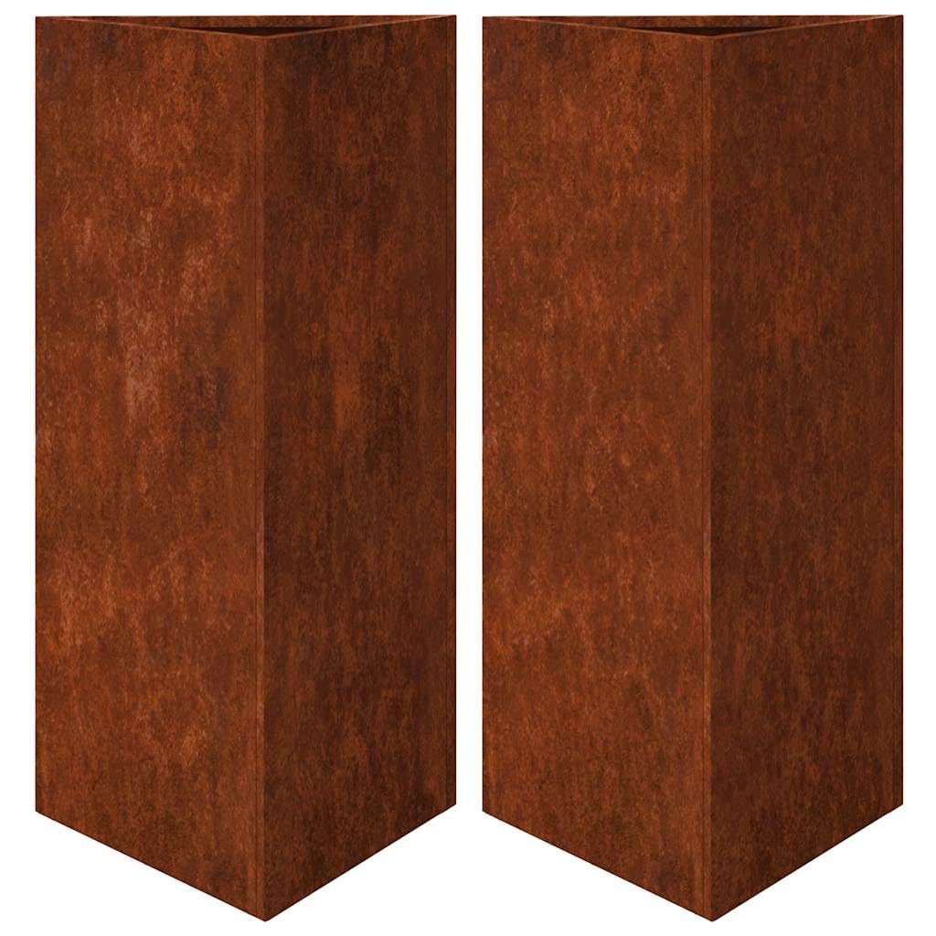 vidaXL Garden Planters 2 pcs Triangular 40x34.5x75 cm Weathering Steel