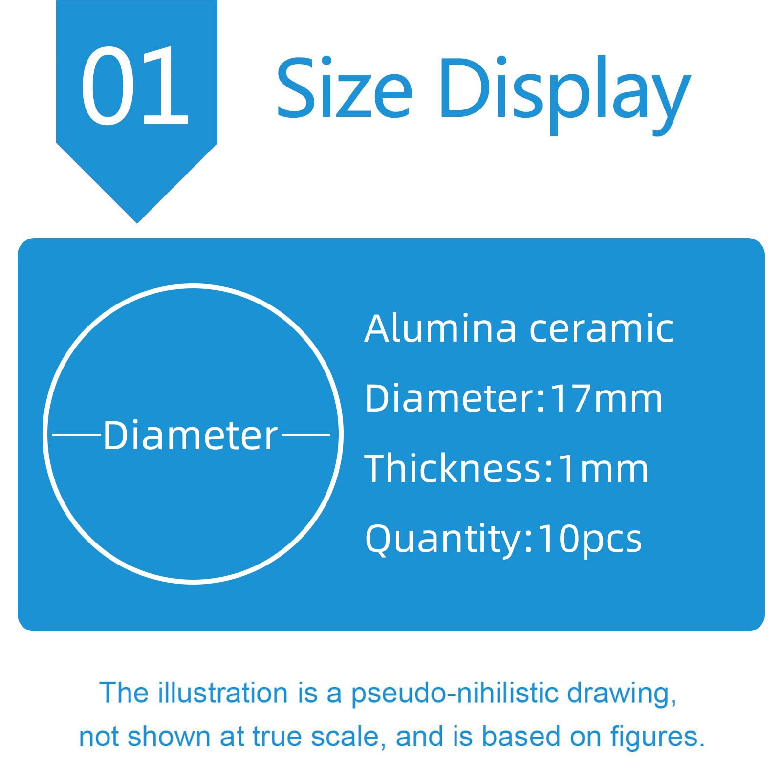 Runde Aluminiumoxid-Keramikplatte, isolierende Aluminiumoxid-Keramikplatte for die experimentelle Forschung mit verschiedenen Spezifikationen, 10 Stück(Dia17mm Thick1mm)