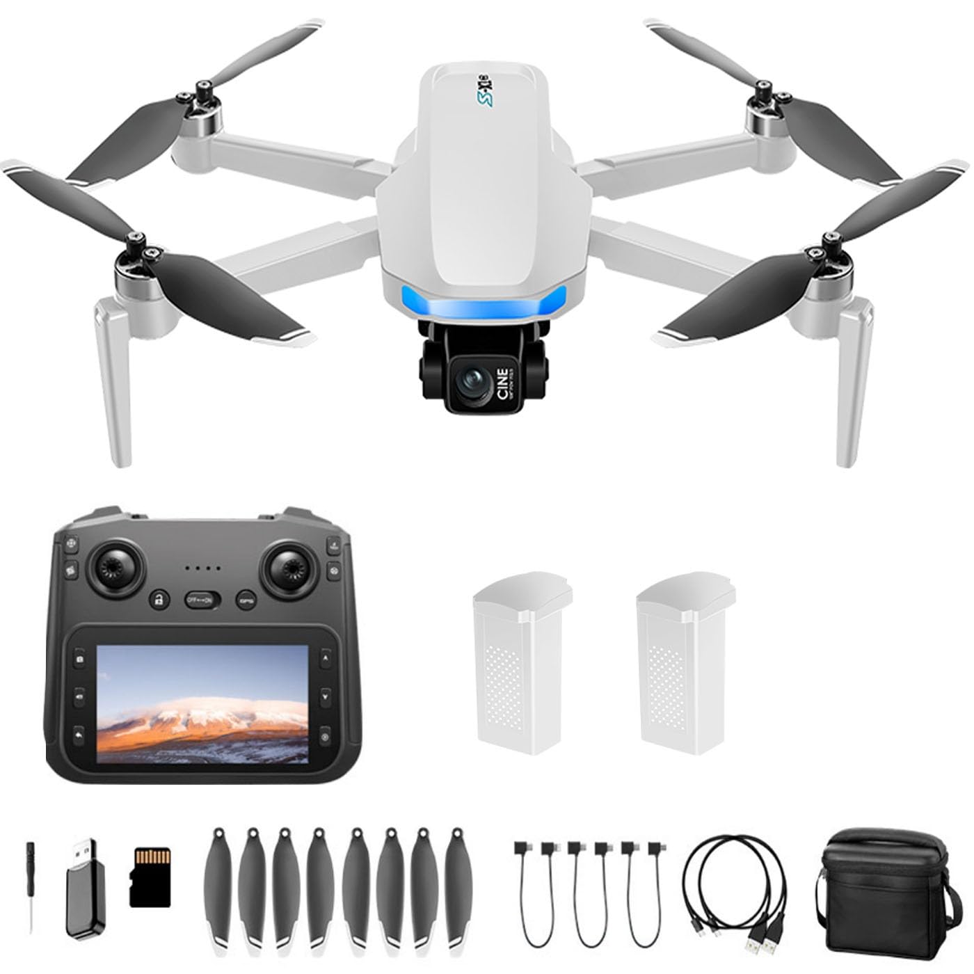 Drone GPS con Fotocamera 4K RC Quadricottero Pieghévole 5KM Trasmissione Video Volo Circa 30-40 Minuti con GPS Auto Return Follow Me Cerchio Fly per Principianti e Adulti