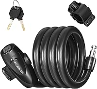 Titanker 1/2 Inch Heavy Duty Bike Cable Lock with Keys & Bracket - Secure Coiled Anti-Theft Lock for Bike, Scooter (4ft/6ft)
