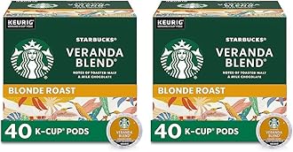 StarbucksLight Roast K-Cup Coffee Pods — Veranda for Keurig Brewers — 1 box (40 pods) (Pack of 2)