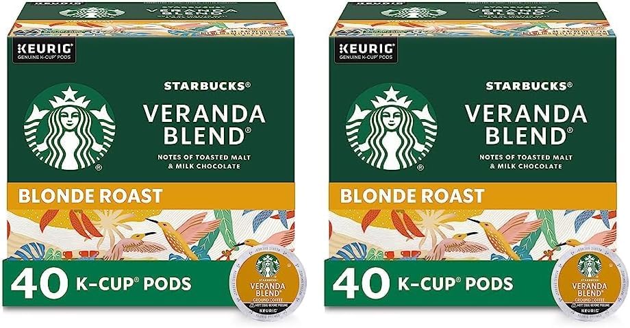 StarbucksLight Roast K-Cup Coffee Pods — Veranda for Keurig Brewers — 1 box (40 pods) (Pack of 2)