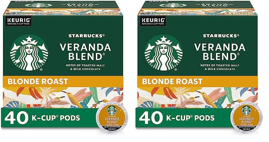 StarbucksLight Roast K-Cup Coffee Pods — Veranda for Keurig Brewers — 1 box (40 pods) (Pack of 2)