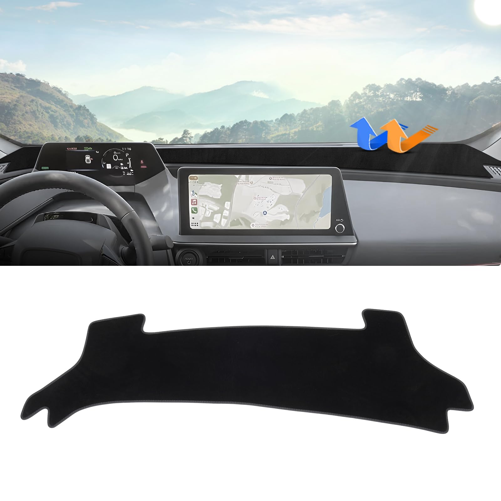 Autorder Dashboard Cover Mat for 2023-2025 2026 Toyota Prius Accessories Dash Cover Upgrade Velvet Dash Mat Sunshade Glare UV Rays Protector