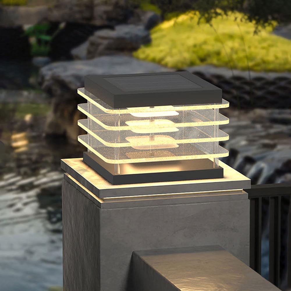 Solar Post Caps Lights For Outside Housing Lamp Post Lights Modern Outdoor Column Pillar Lamps Aluminum Waterproof Pedestal Bollard Lighting Fence Deck Solar Lantern For Garden Yard Mailbox Pier Lamp