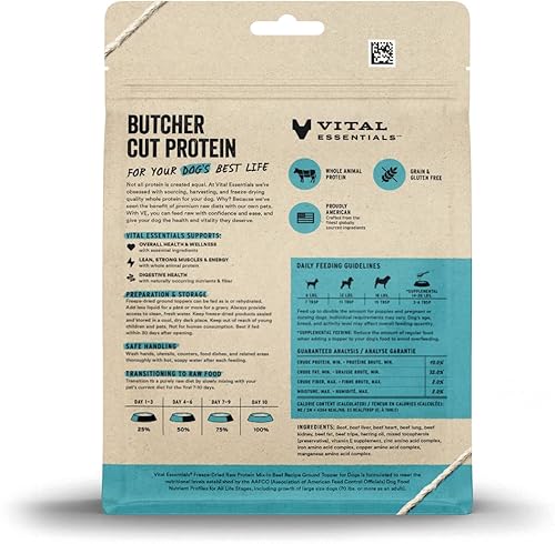 Miniatura 2 de Vital Essentials Mezcla de proteínas crudas liofilizadas para perros, decoración de carne molida para perros, 6 onzas