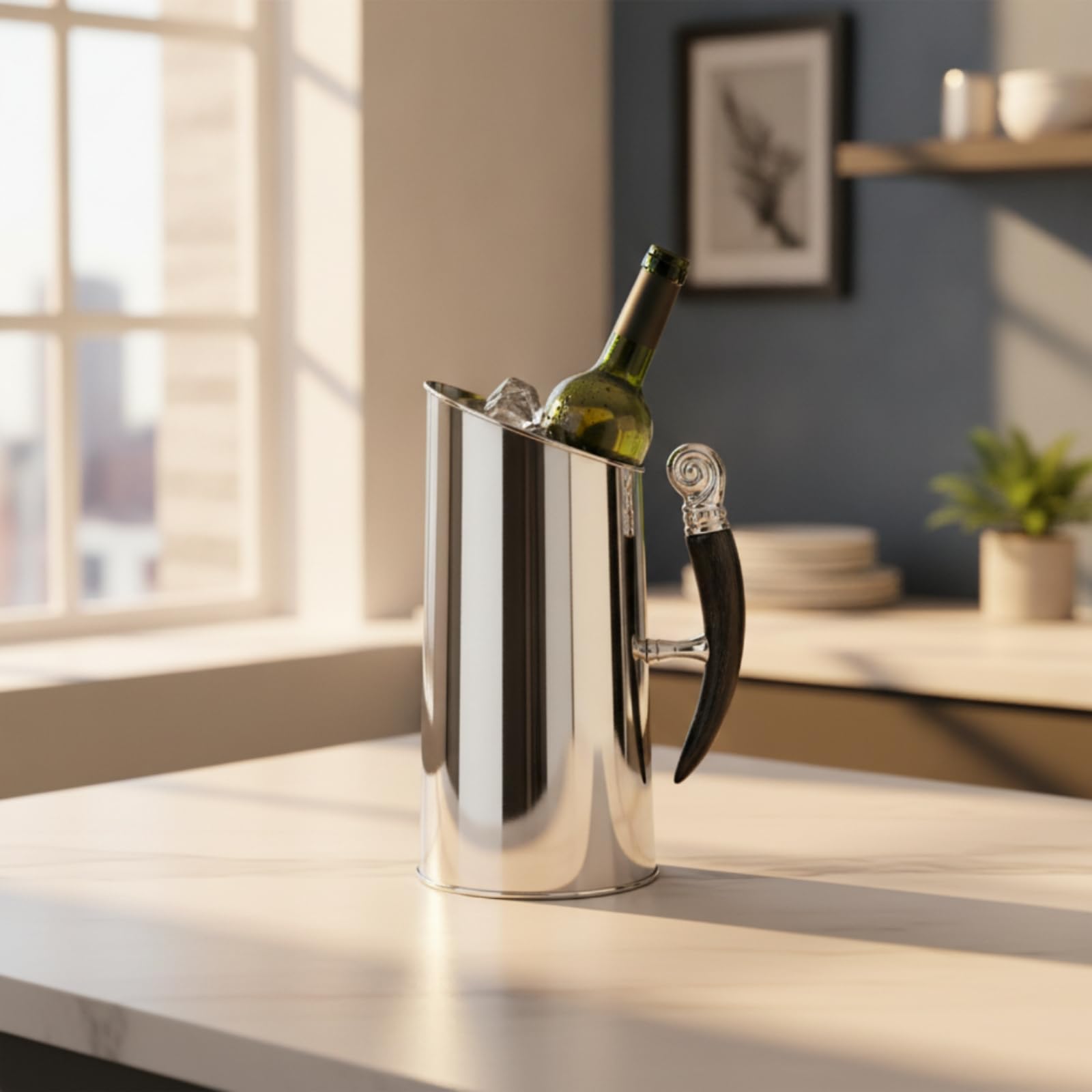 Seau à Glace INOX Seau à Glaçons Décoratif Bac à Glace avec Poignée pour Bar