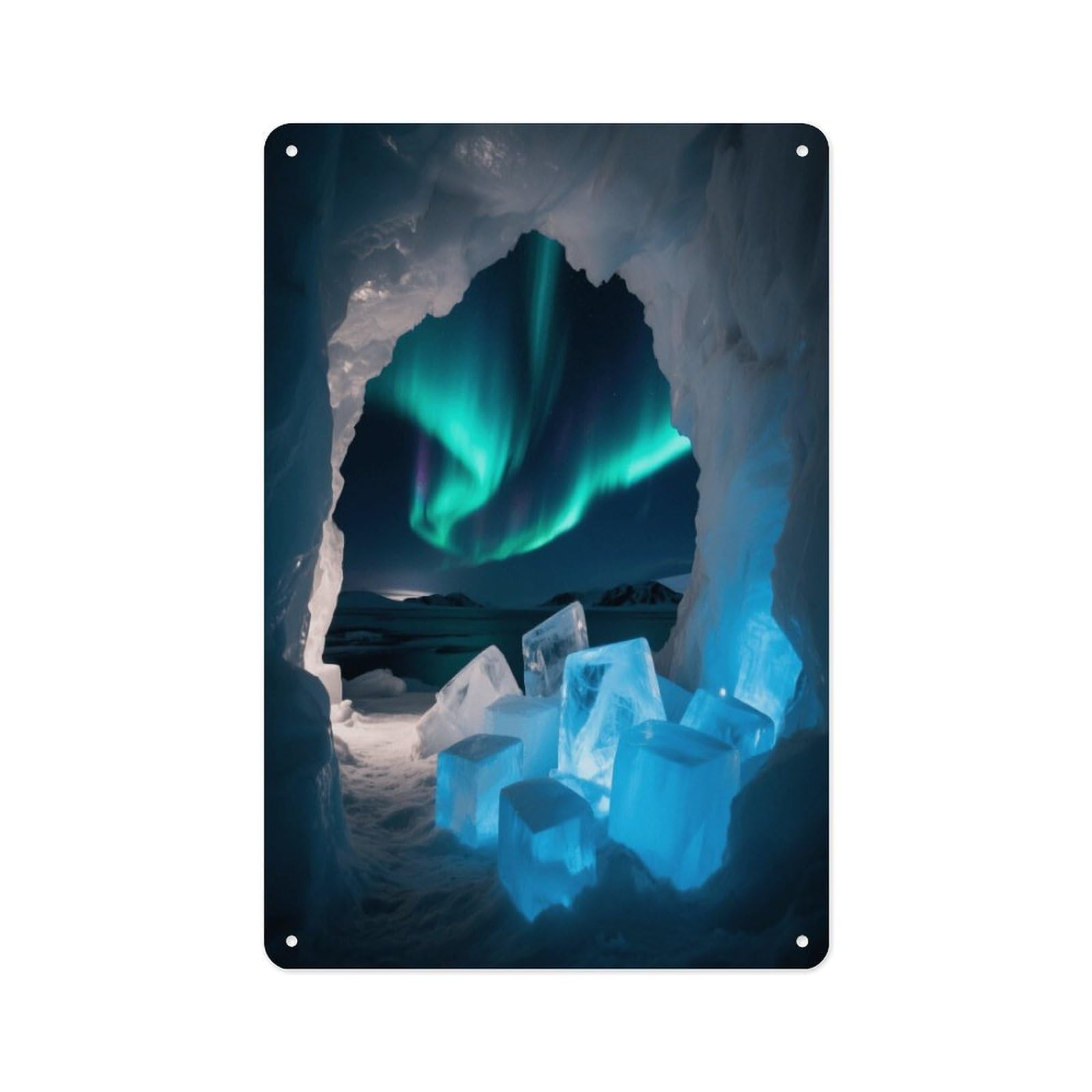 Fekiloot Style Ice Caves And Aurora Wall Decor Metal Signs Tin Signs Poster