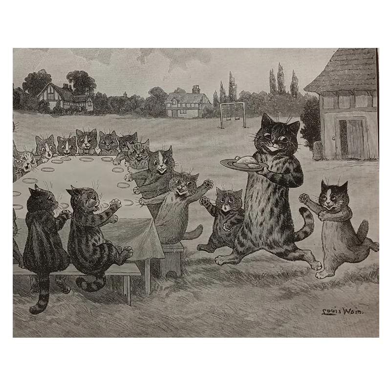 Affiche Louis Wain Fête de Chat | Peinture sur Toile Abstrait 60x80cm