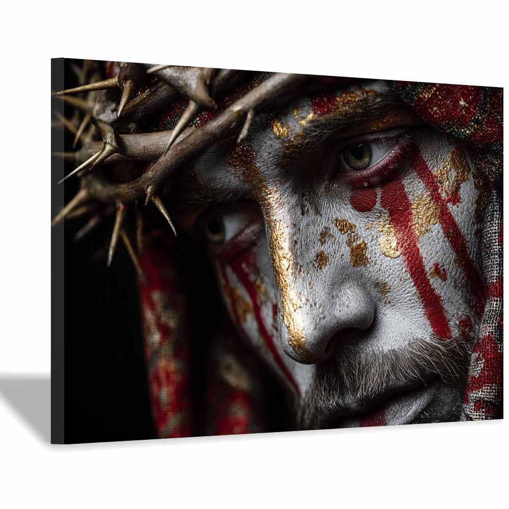 ZAMAEIU Jesus Art Pictures Posters Prints Crown of thorns makeup Religious Paintings, Wall Decor for Church,Prayer Room,Christians, Schools, Hospitals(black)-30x50cm Framed