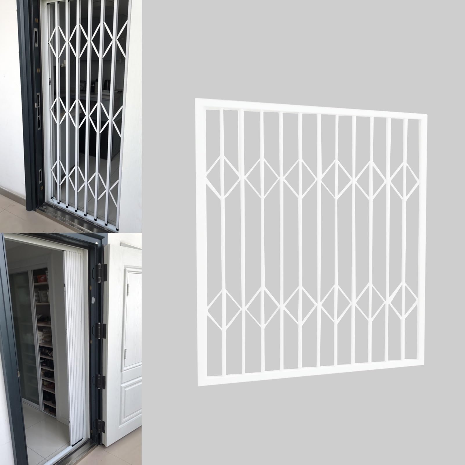 Barre de sécurité pour porte coulissante avec serrure, barrière antivol de sécurité, grille de sécurité pliable pour portes (50 x 60 cm), idéale pour une protection renforcée et une tranquillité