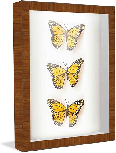 Miniatura 5 de Marco de caja de sombra de 10 x 16 pulgadas, color marrón, 1 pulgada de profundidad, 1.375 pulgadas de ancho, marco de madera maciza de chapa de